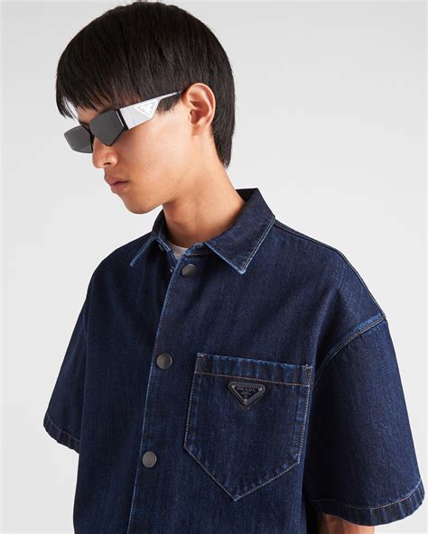 prada mens denim shirt|prada denim shirt dress.